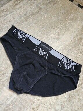 Emporio Armani Black Briefs with Contrast Logo Waistband